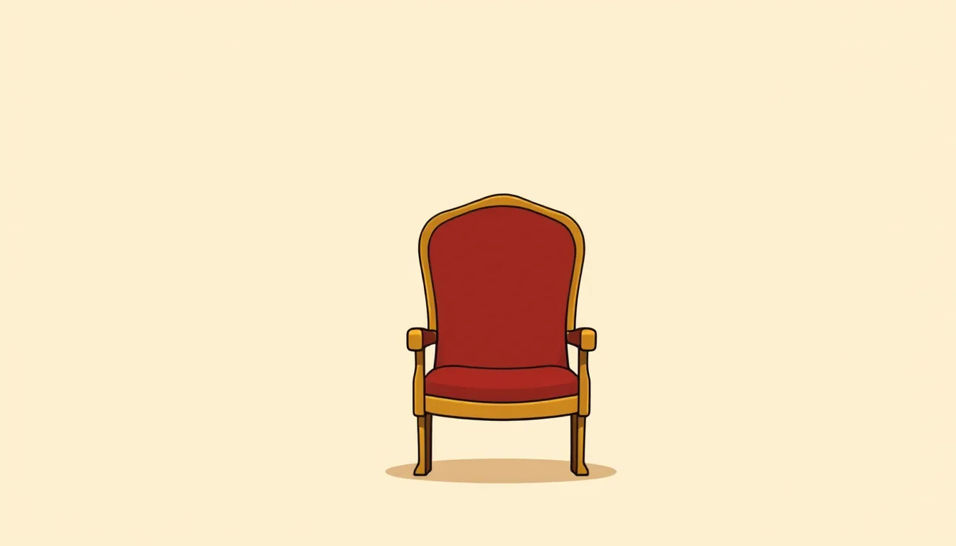 A single golden theatre seat in an empty auditorium after the performance