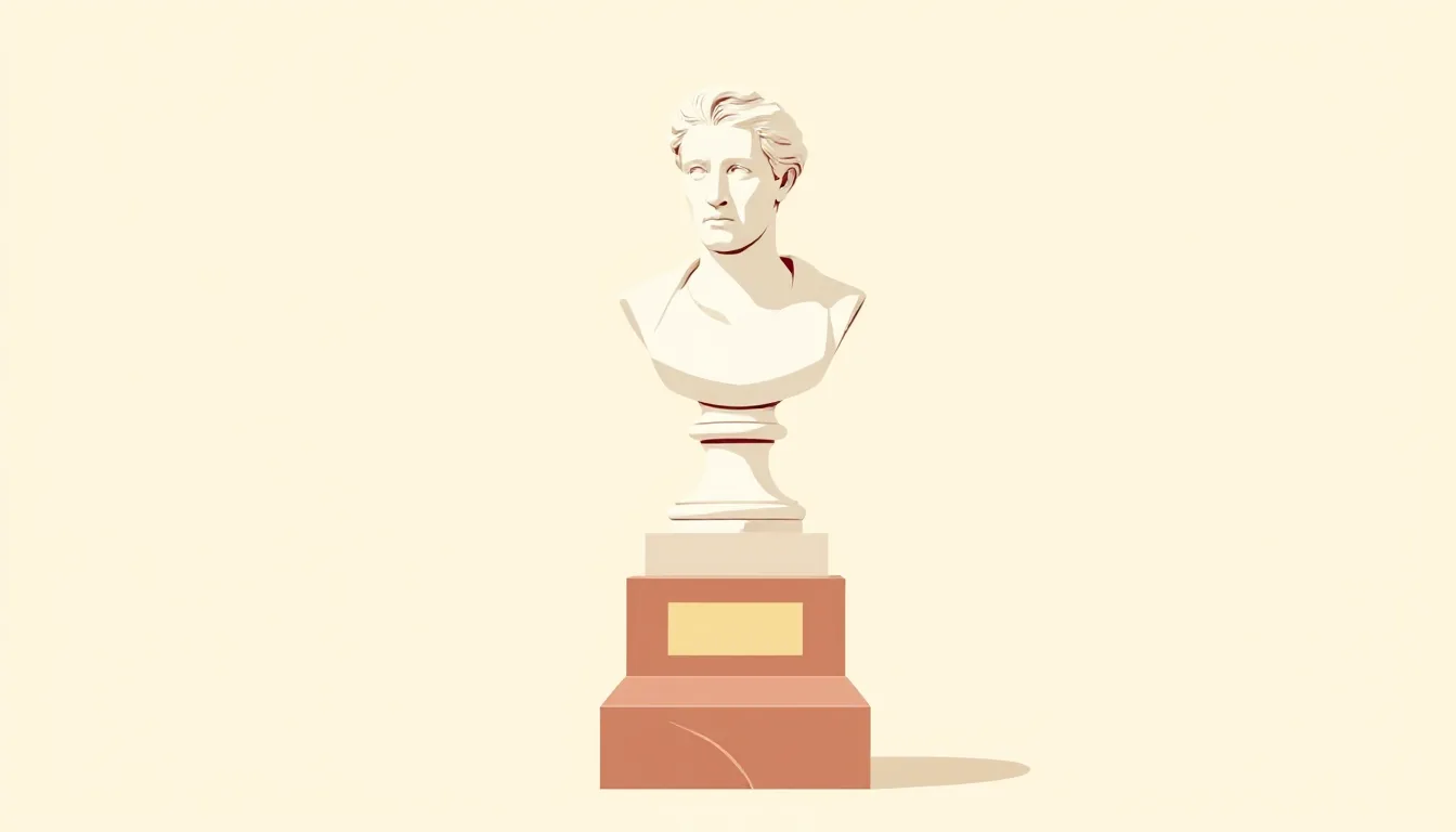 A classical marble bust on a plinth against a cream background